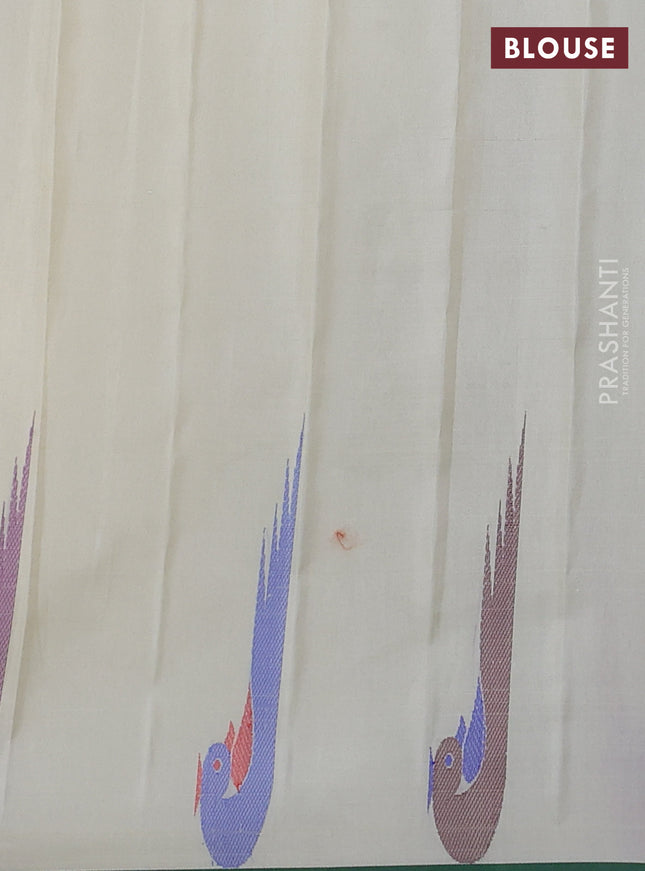 Pure gadwal silk saree cream and purple with allover thread woven buttas and thread woven muniya butta border