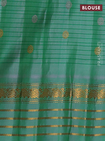 Pure gadwal silk saree dark pink and teal green with allover checked pattern & zari buttas and temple design zari woven border