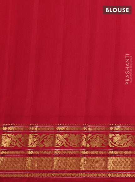 Pure gadwal silk saree cream and red with thread & zari woven buttas and temple design zari woven border