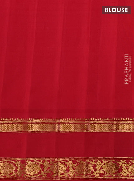 Pure gadwal silk saree baby pink and red with zari woven buttas and temple design rettapet zari woven border