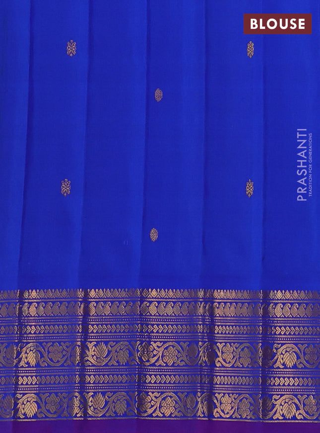Pure gadwal silk saree dual shade of teal green and blue with zari woven buttas and temple design zari woven border