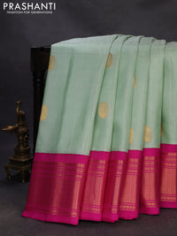 Pure gadwal silk saree pastel green and pink with zari woven buttas and rich zari woven border
