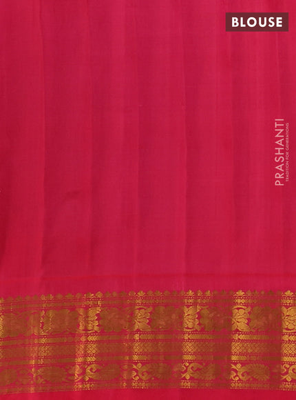 Pure gadwal silk saree lavender and red with zari woven buttas and temple design zari woven border