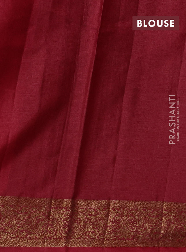Banarasi tussar silk saree coffee brown and maroon with allover thread & zari woven buttas and woven border