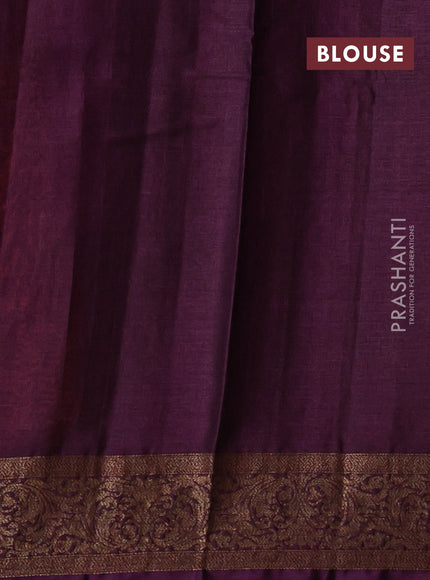 Banarasi tussar silk saree orange and wine shade with allover thread & zari woven buttas and woven border