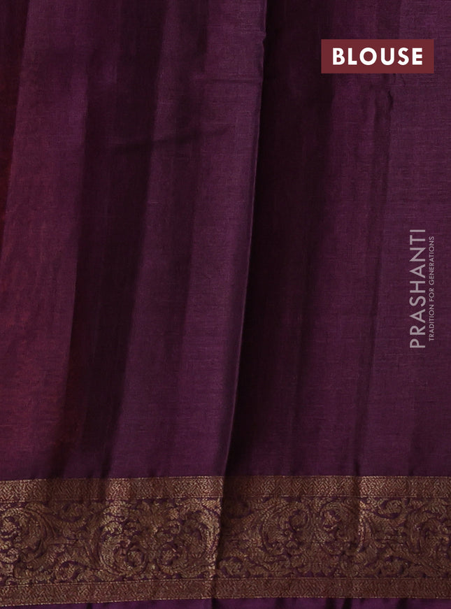 Banarasi tussar silk saree orange and wine shade with allover thread & zari woven buttas and woven border