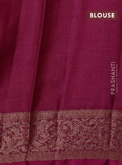 Banarasi tussar silk saree peacock blue and dark pink with allover thread & zari woven buttas and woven border