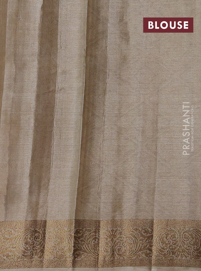 Banarasi tussar silk saree purple and beige with thread & zari woven floral buttas and woven border