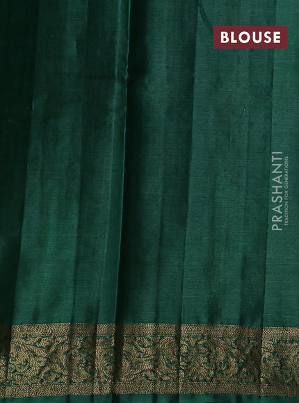 Banarasi tussar silk saree coffee brown and green with thread & zari woven floral buttas and woven border