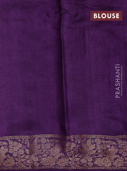 Banarasi tussar silk saree magenta pink and purple with allover thread & zari woven buttas and woven border