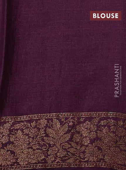 Banarasi tussar silk saree light green and wine shade with allover thread & zari woven buttas and woven border