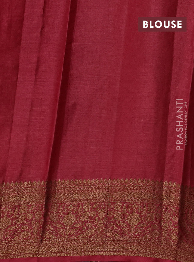 Banarasi tussar silk saree green and maroon with allover thread & zari geometric weaves and woven border