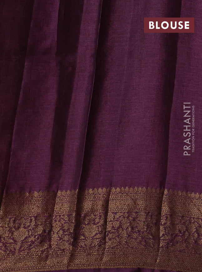 Banarasi tussar silk saree light green and wine shade with allover thread & zari geometric weaves and woven border