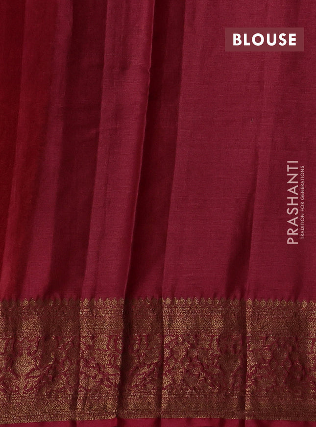 Banarasi tussar silk saree mustard yellow and maroon with allover thread & zari geometric weaves and woven border