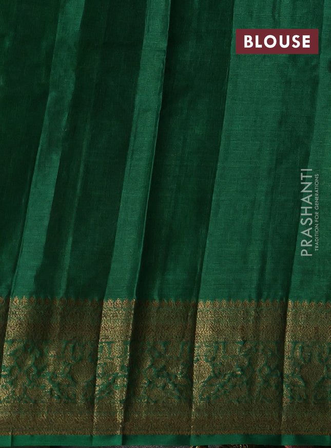 Banarasi tussar silk saree purple and green with allover thread & zari geometric weaves and woven border