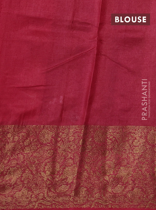 Banarasi tussar silk saree green and pink with thread & zari woven buttas and woven border