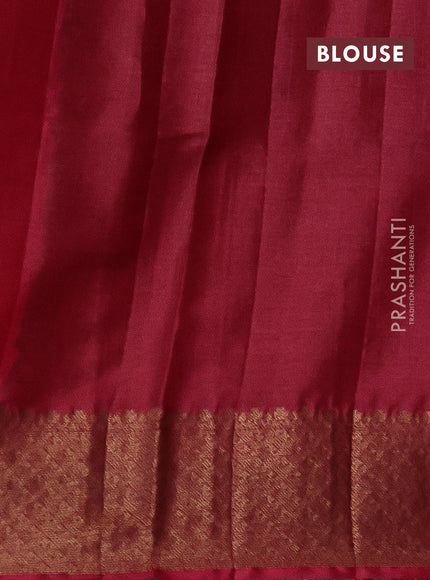 Banarasi tussar silk saree brown and maroon with thread & zari woven buttas and woven border
