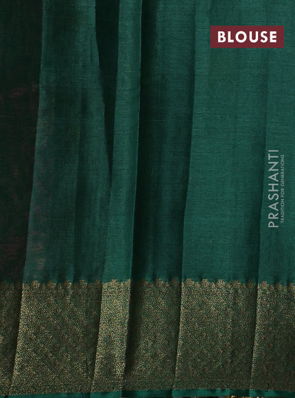 Banarasi tussar silk saree magenta pink and green with thread & zari woven buttas and woven border