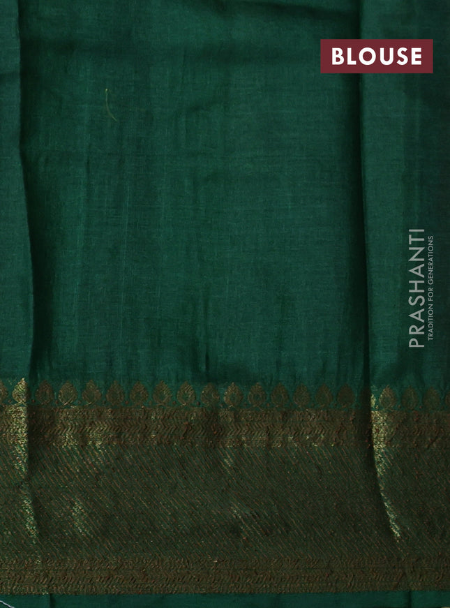 Banarasi tussar silk saree maroon shade and green with thread & zari woven buttas and woven border