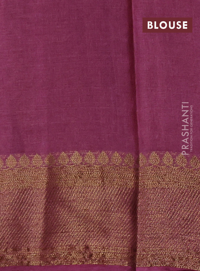 Banarasi tussar silk saree mustard shade and pink shade with thread & zari woven buttas and woven border