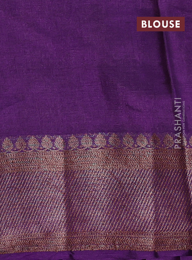 Banarasi tussar silk saree pink and purple with thread & zari woven buttas and woven border