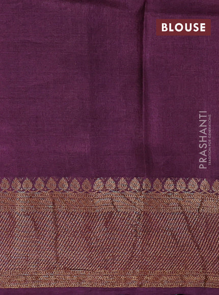 Banarasi tussar silk saree orange and wine shade with thread & zari woven buttas and woven border