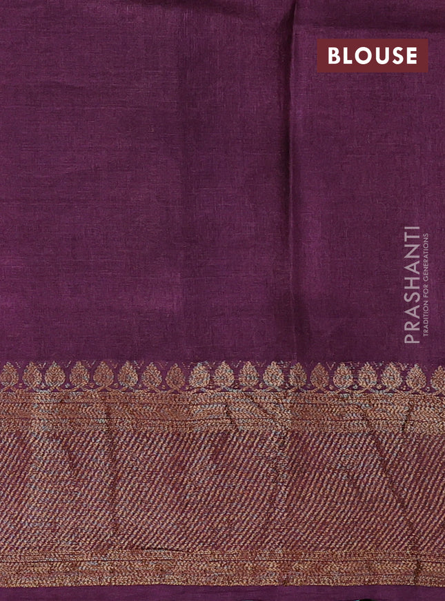 Banarasi tussar silk saree orange and wine shade with thread & zari woven buttas and woven border