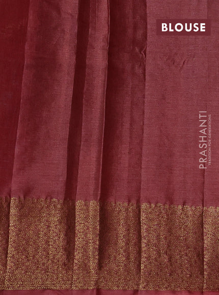 Banarasi tussar silk saree blue and rust shade with allover thread & zari woven buttas and woven border