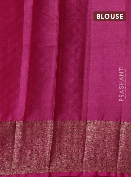 Banarasi tussar silk saree peacock blue and magenta pink with allover thread & zari woven buttas and woven border