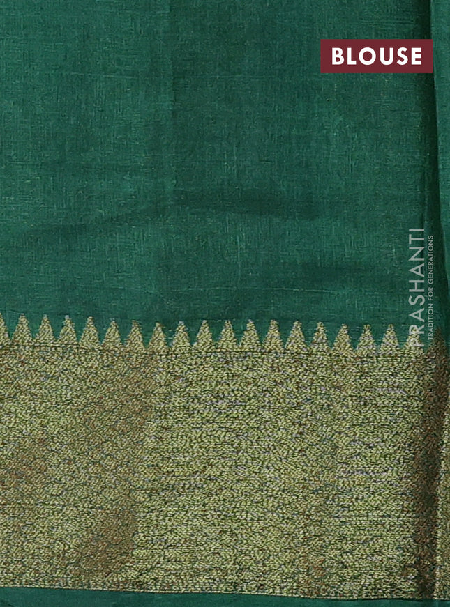 Banarasi tussar silk saree magenta pink and green with thread & zari woven buttas and woven border