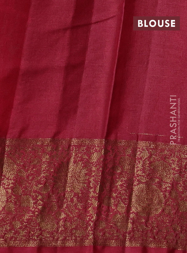 Banarasi tussar silk saree green and pink with allover thread & zari woven buttas and woven border