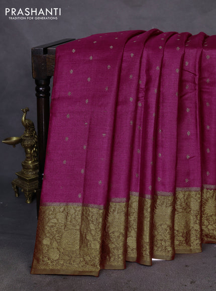Banarasi tussar silk saree pink and orange with allover thread & zari woven buttas and woven border