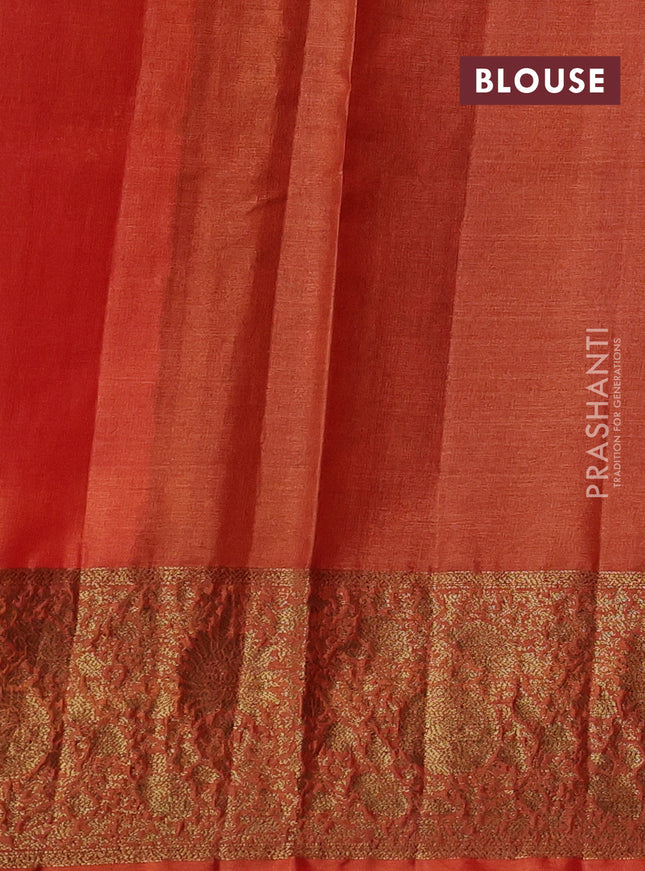 Banarasi tussar silk saree pink and orange with allover thread & zari woven buttas and woven border