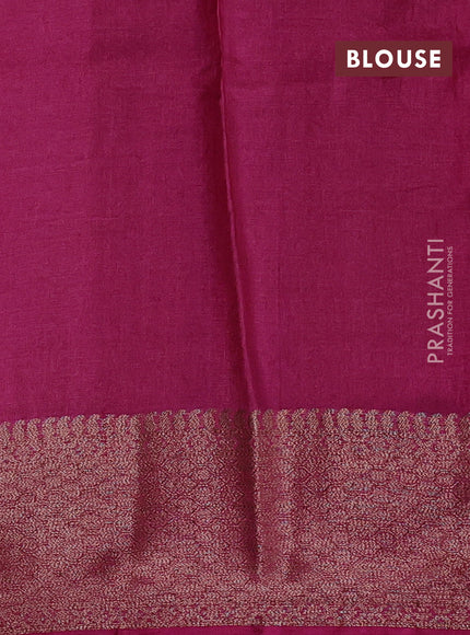 Banarasi tussar silk saree peacock blue and pink with allover thread & zari woven buttas and woven border