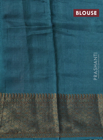 Banarasi tussar silk saree pink shade and teal blue with allover thread & zari woven buttas and woven border