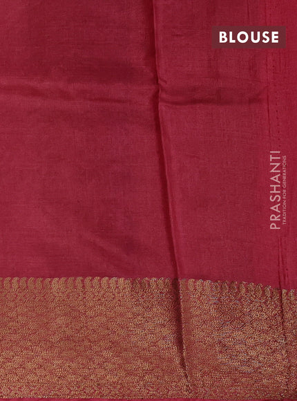 Banarasi tussar silk saree green and pink with allover thread & zari woven buttas and woven border