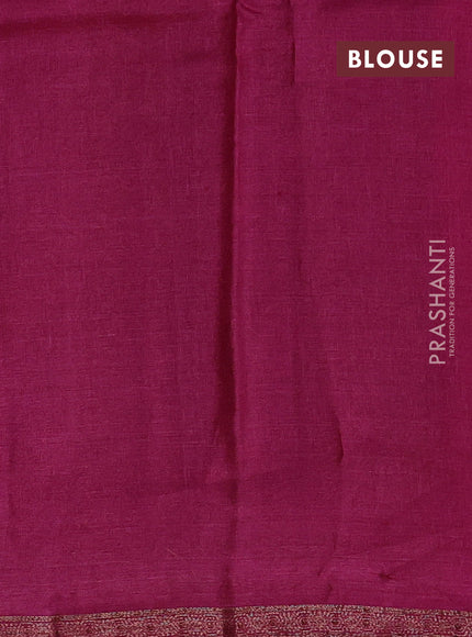 Banarasi tussar silk saree peacock blue and dark pink with thread & zari woven buttas and small woven border