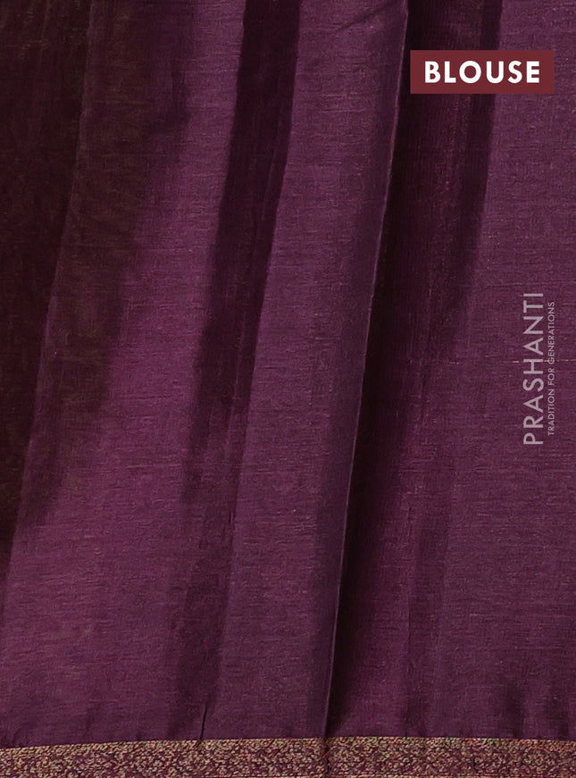 Banarasi tussar silk saree light green and purple with thread & zari woven buttas and woven border