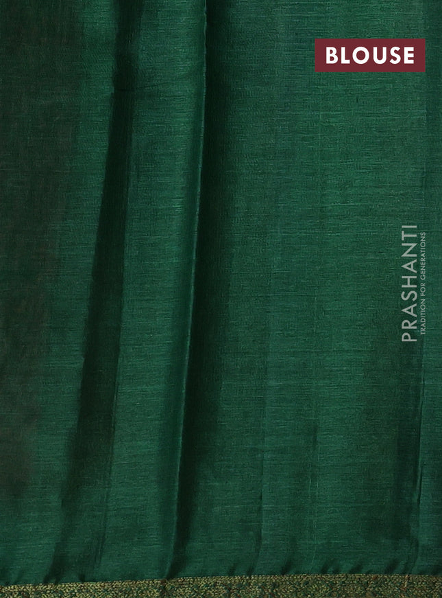 Banarasi tussar silk saree magenta pink and green with thread & zari woven buttas and woven border