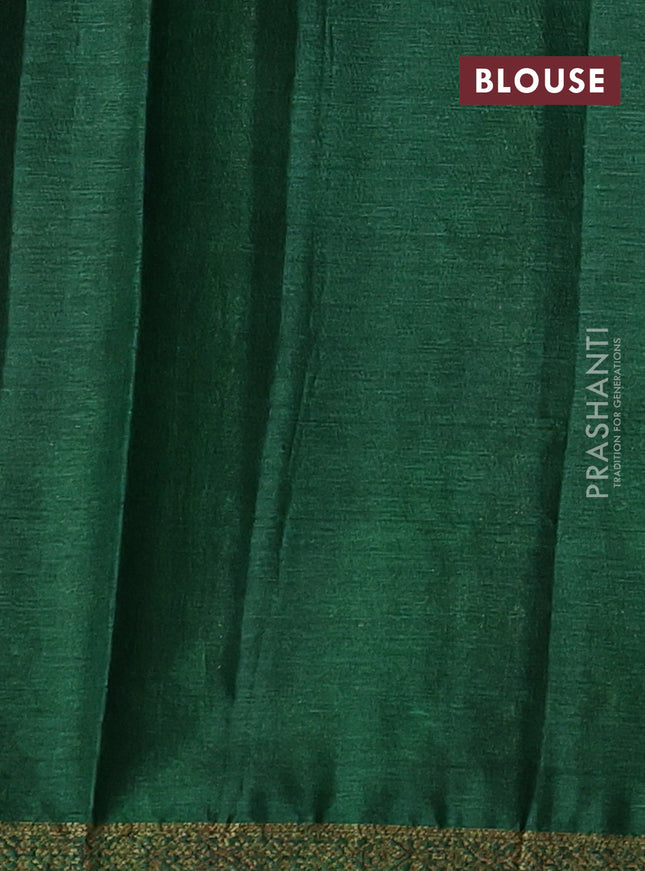 Banarasi tussar silk saree magenta pink and green with thread & zari woven buttas and woven border
