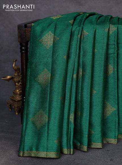 Banarasi tussar silk saree green and pink with thread & zari woven buttas and woven border