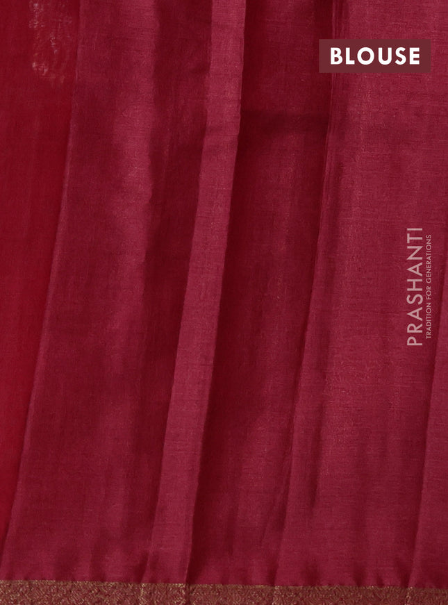 Banarasi tussar silk saree green and pink with thread & zari woven buttas and woven border