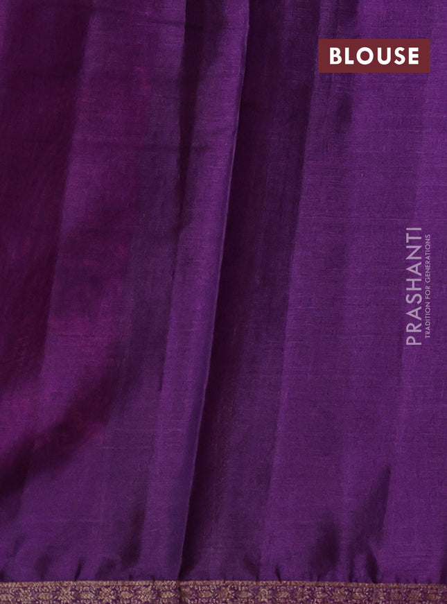 Banarasi tussar silk saree dark pink and purple with thread & zari woven buttas and woven border