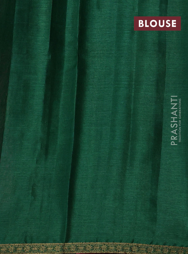 Banarasi tussar silk saree magenta pink and green with thread & zari woven buttas and woven border