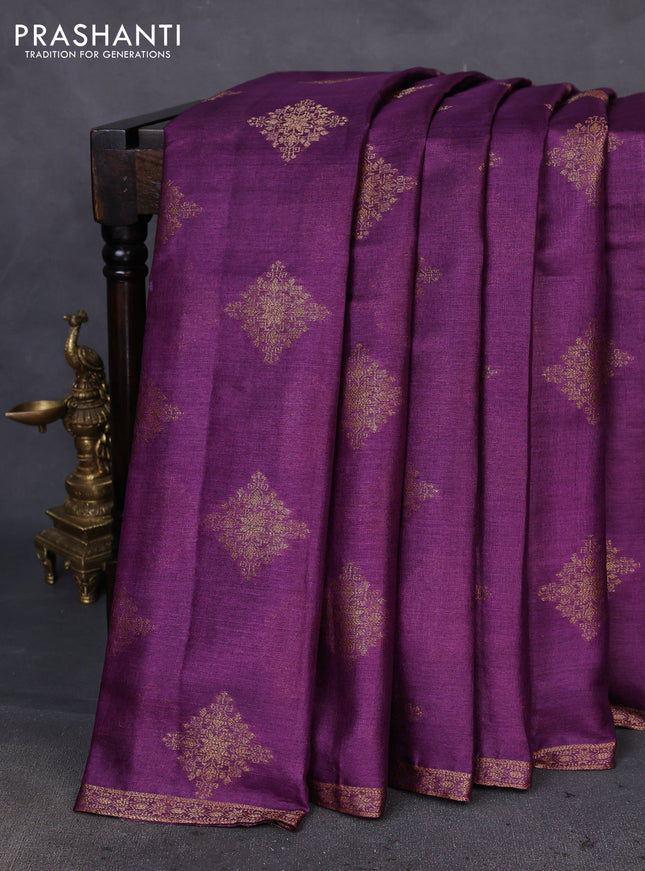 Banarasi tussar silk saree pink and green with thread & zari woven buttas and woven border