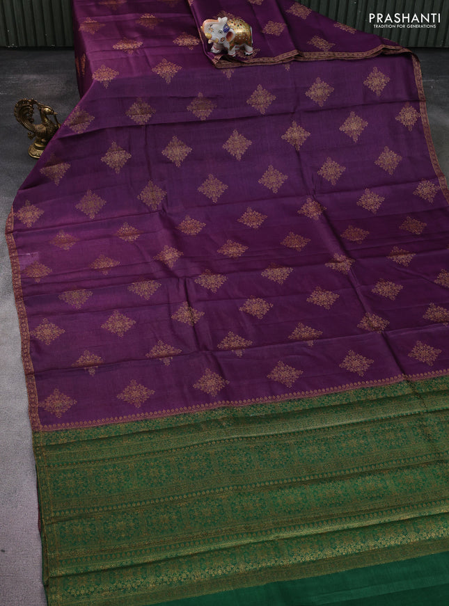 Banarasi tussar silk saree pink and green with thread & zari woven buttas and woven border