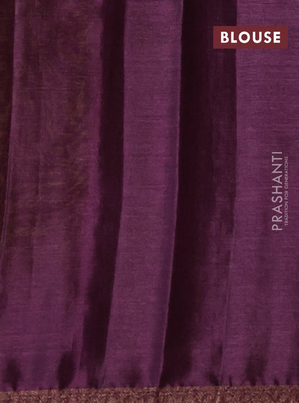 Banarasi tussar silk saree light green and purple with thread & zari woven buttas and woven border