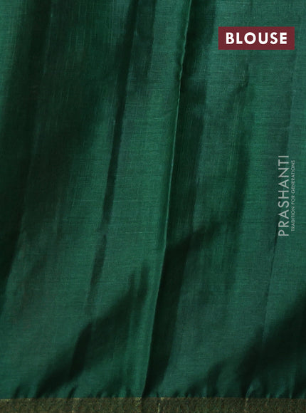 Banarasi tussar silk saree maroon and green with thread & zari woven buttas and woven border