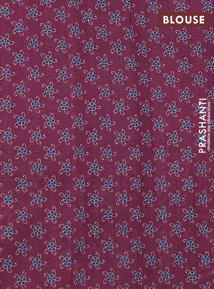 Semi chanderi saree magenta pink with allover prints and embroidery pallu