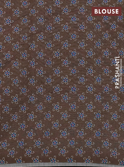 Semi chanderi saree sap green with allover prints and embroidery pallu